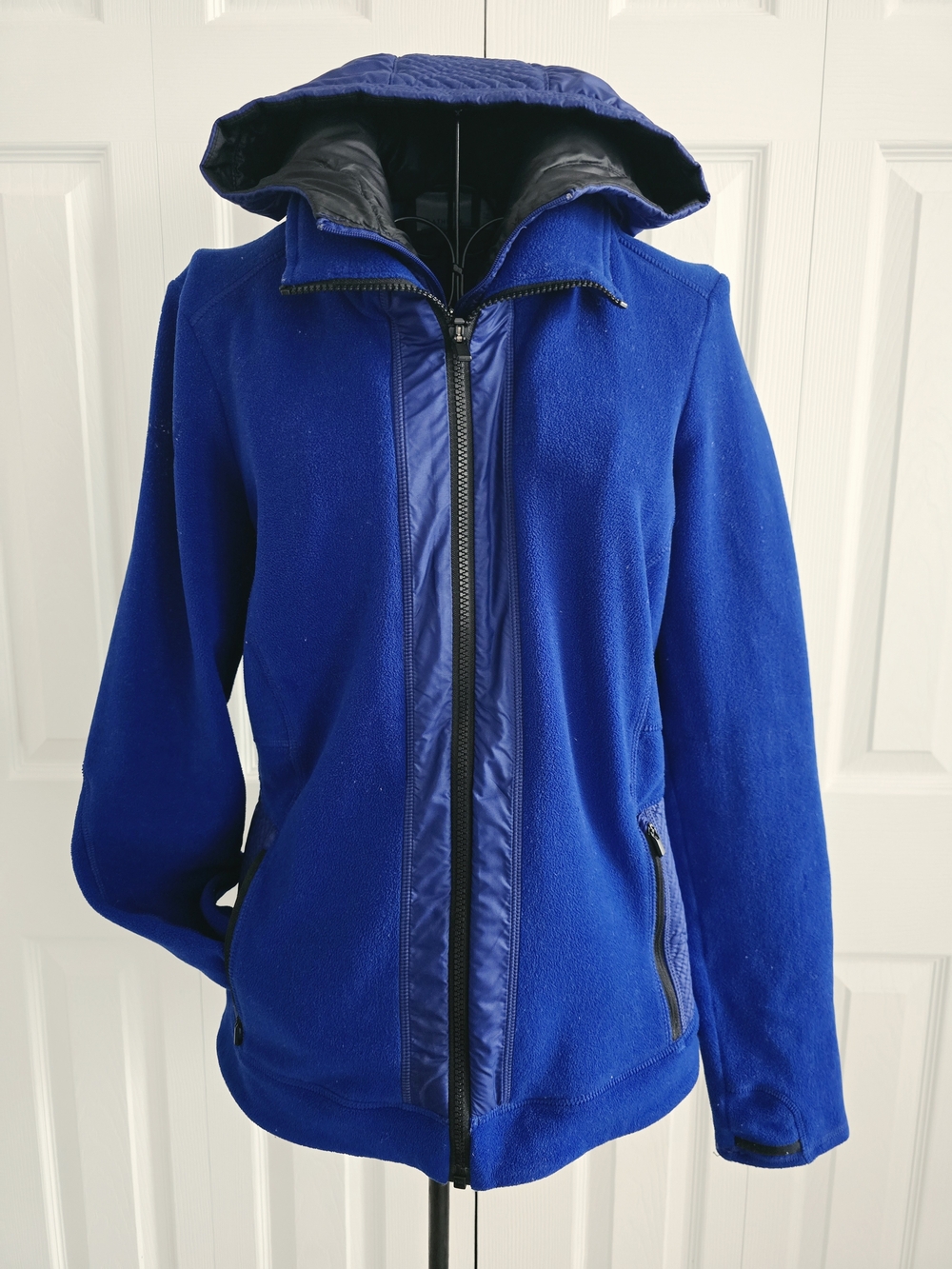 Athleta Royal Blue Hooded Puffer-Fleece Jacket